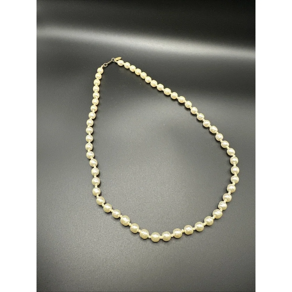 Vintage MIRIAM HASKELL Pateneted 6mm Faux Baroque Pearl Necklace 24